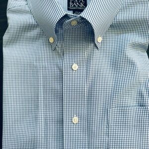 Jos. A. Bank Navy and White Grid Dress Shirt